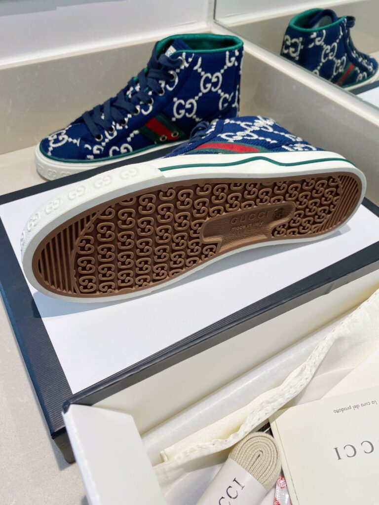 Gucci Tennis 1977 High Top Sneaker Blue Navy - Image 4