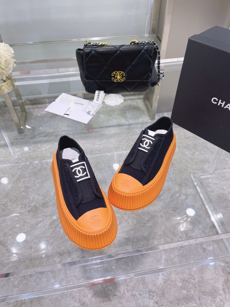 Dior Cc Cap Toe Sneaker Black And Orange - Image 5