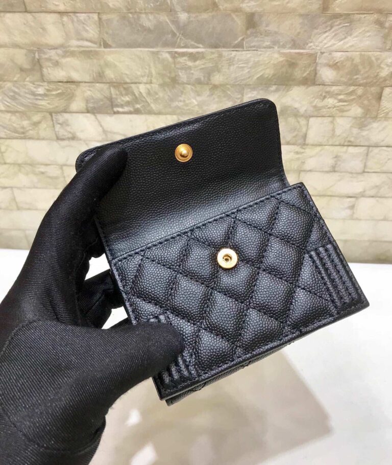 Chanel Boy Classic Wallet Black Gold 84432 - Image 5