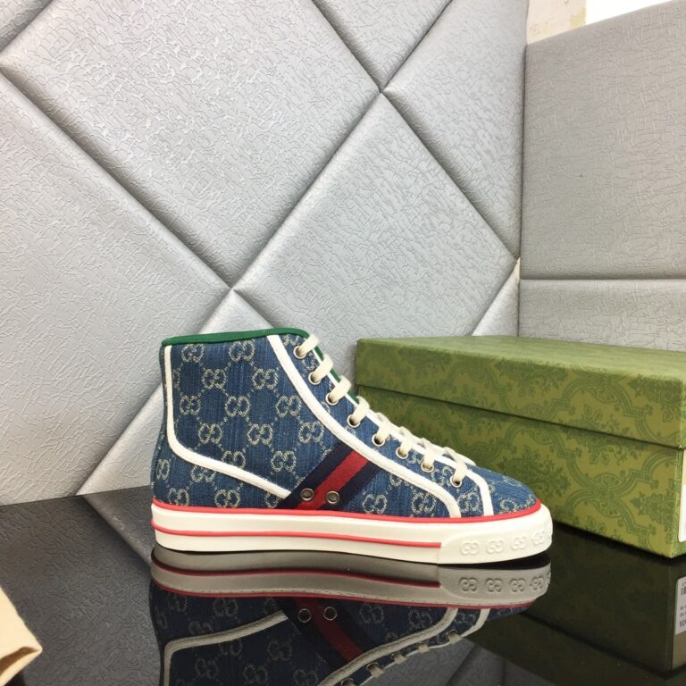 Gucci Tennis 1977 High Top Sneaker Dark Blue 625807 2Kq90 4464 - Image 9