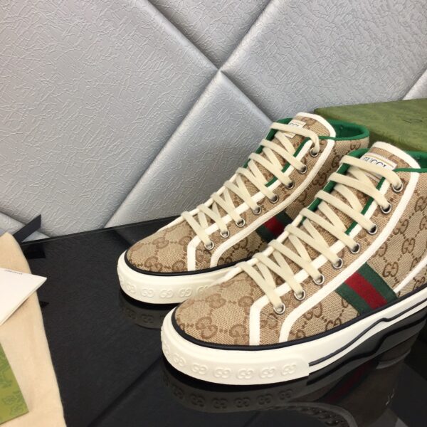 Gucci Tennis 1977 High Top Sneaker Beige Ebony 625807-Hvk70-9765 - Image 4