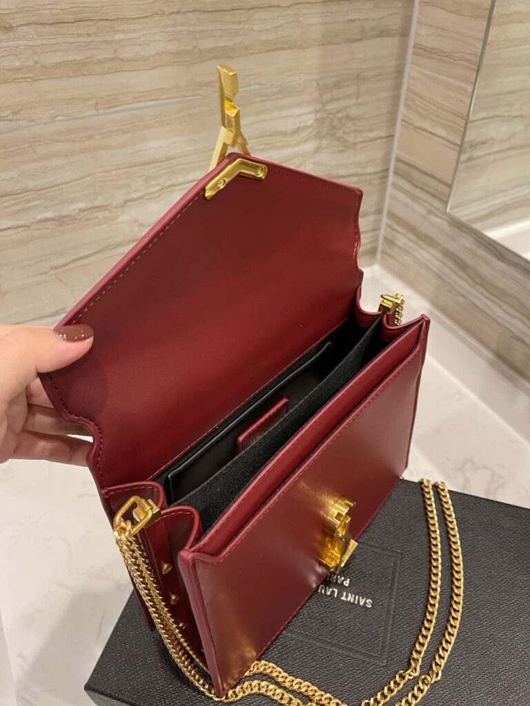 Saint Laurent Cassandra Chain Crossbody Bag Wine Red 582334Bowaw6476 - Image 4