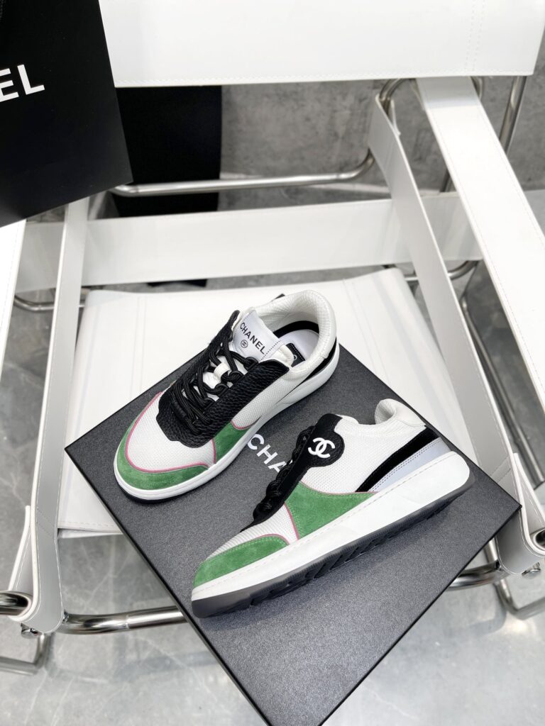 Chanel Trainer Sneakers White And Green G38803 - Image 6