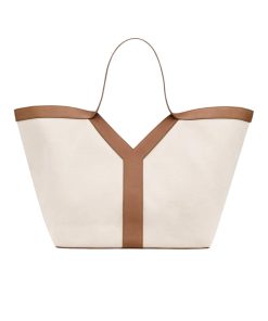 Saint Laurent Y Tote In Leather Bag White