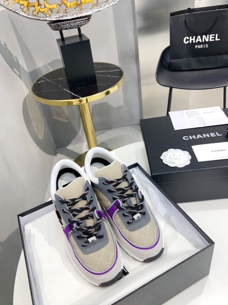 Chanel Low Top Trainer Beige Purple G38299-Y55435-K3164 - Image 3