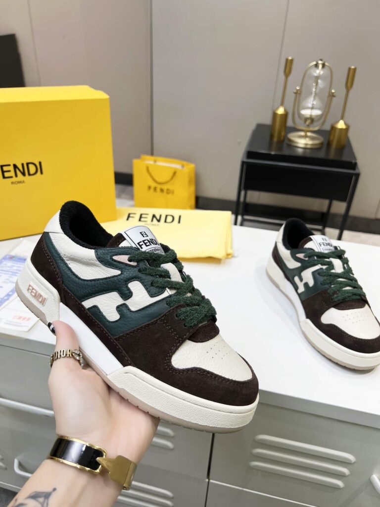 Fendi Match Low Tops Suede Black Green Shoelace - Image 2