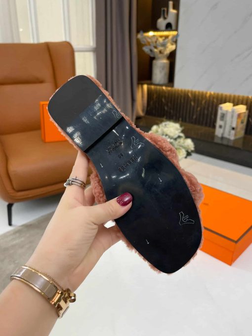 Hermes Shearling Oran Teddy Bear Slipper Sandals - Image 3