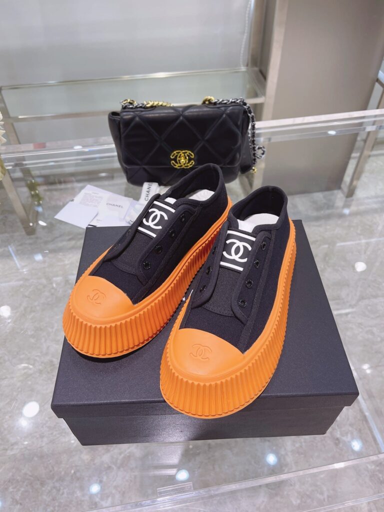 Dior Cc Cap Toe Sneaker Black And Orange - Image 3