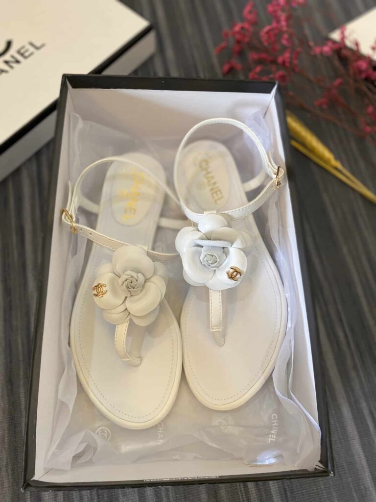 Chanel Jelly Rubber Camellia Sandals White - Image 7