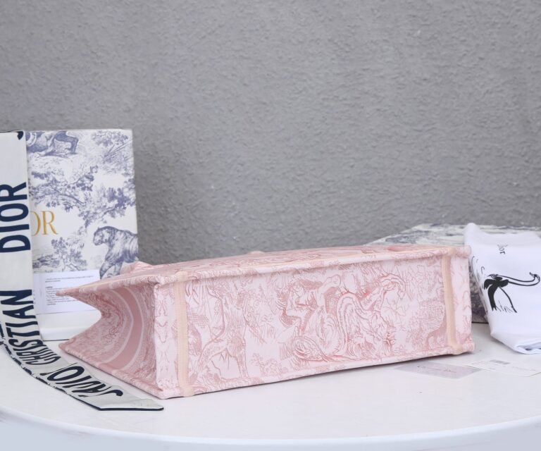 Dior Large Tote Toile De Jouy Embroidery Pink 42Cm - Image 4