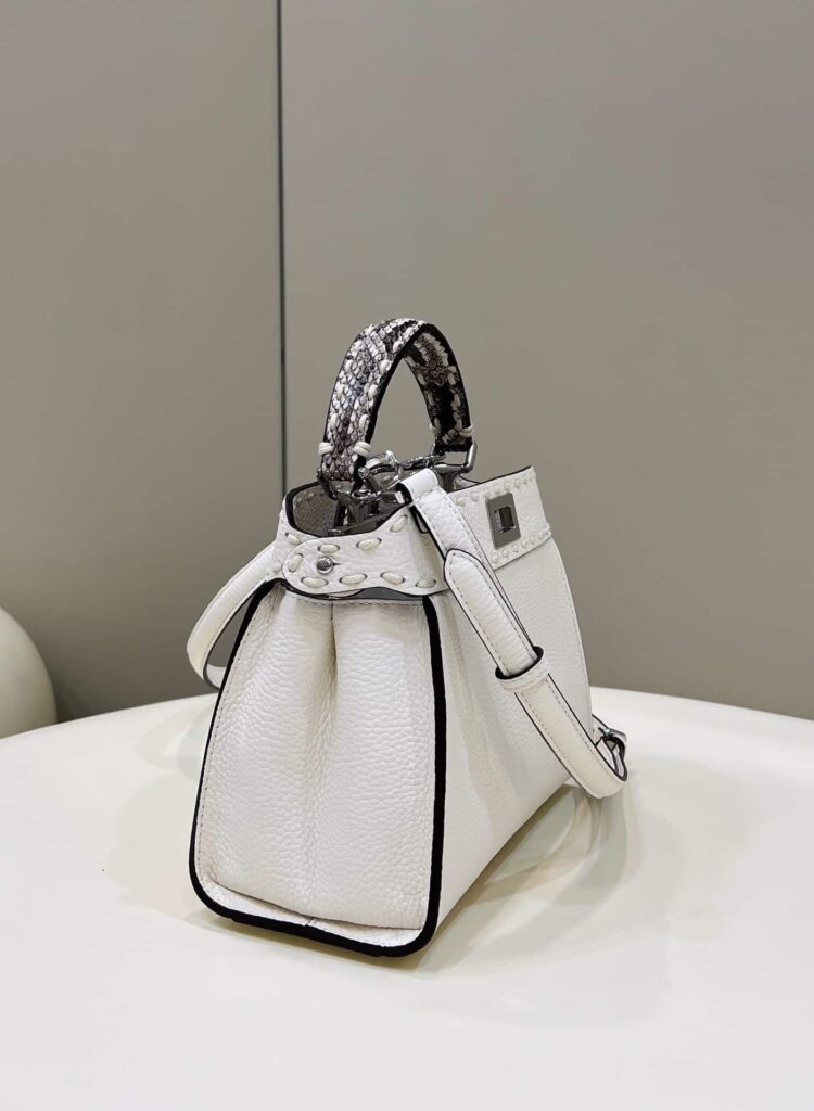 Fendi Peekaboo Mini Selleria Bag With Exotic Details White 8Bn244Akl3F1Jd9 - Image 5
