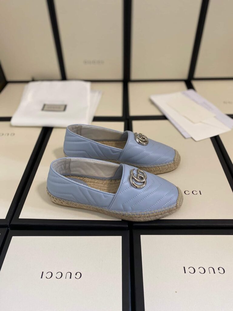 Gucci Women'S Leather Espadrille With Double G Blue 628086 - Image 7