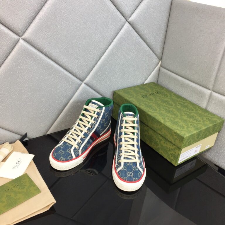 Gucci Tennis 1977 High Top Sneaker Dark Blue 625807 2Kq90 4464 - Image 7