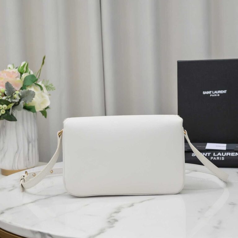 Saint Laurent Le Maillon Satchel In Smooth Leather Blanc Vintage 6497952R20W9207 - Image 5