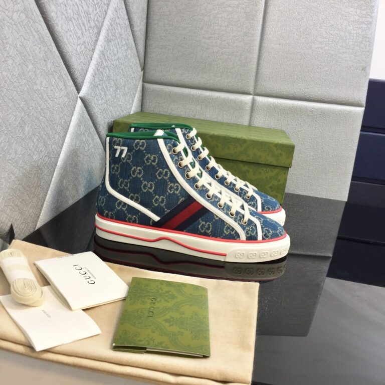 Gucci Tennis 1977 High Top Sneaker Dark Blue 625807 2Kq90 4464 - Image 8