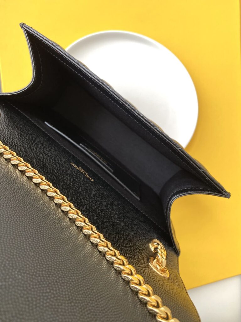 Saint Laurent Envelope Medium Chain Bag In Supple Matelassé Leather Black Gold 24Cm 6001850O7S11000 - Image 2