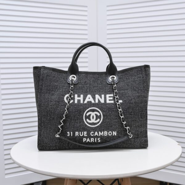 Chanel Large Tote Sliver Tone Metal Black Tote 38Cm A66941B06387 - Image 2