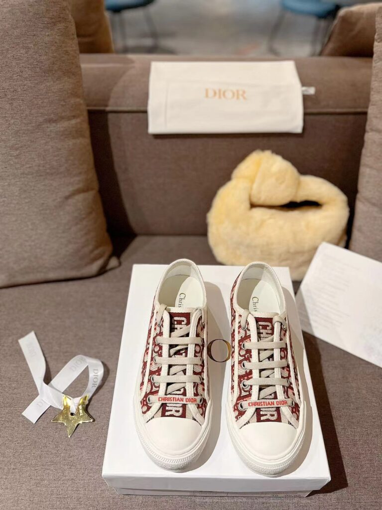 Dior Walk'N' Sneaker Oblique Embroidered Cotton Red - Image 4