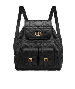 Dior Caro Lambskin Backpack Black 25Cm