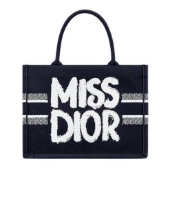 Dior Book Tote Miss Dior Graffiti Embroidery Dark Blue 41Cm