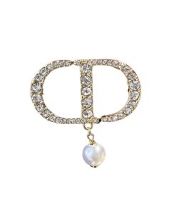 Dior Cd Brooch Gold With A Pearl