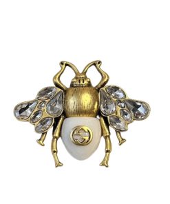 Gucci Gg Bee Brooch Gold With Stone