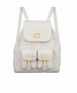 Dior Caro Lambskin Backpack White 25Cm