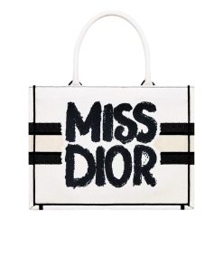 Dior Book Tote Miss Dior Graffiti Embroidery White 41Cm