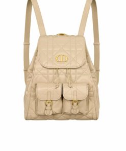 Dior Caro Lambskin Backpack Beige 25Cm