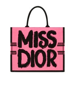 Dior Book Tote Miss Dior Graffiti Embroidery Two Tone Pink And Purple 41Cm