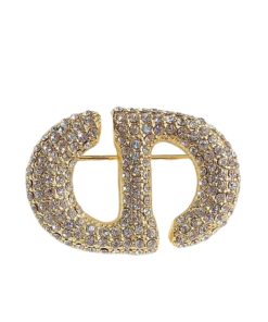 Dior Cd Brooch Gold With Stones Attached