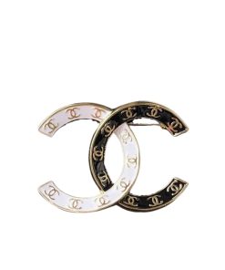 Chanel Cc Brooch Black And White