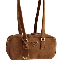 Prada Suede Shoulder Bag Cocoa Brown 29Cm