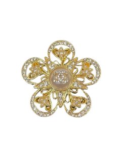 Chanel Cc Flower Brooch Gold