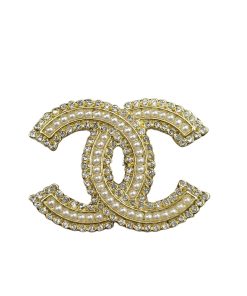 Chanel Cc Brooch Gold With Pearls In The Middle