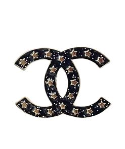 Chanel Cc Brooch Black With Many Small Stars