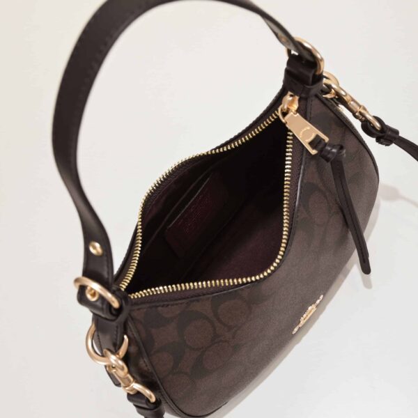 Coach Kleo Hobo In Signature Canvas Brown Black C7257 - Image 2