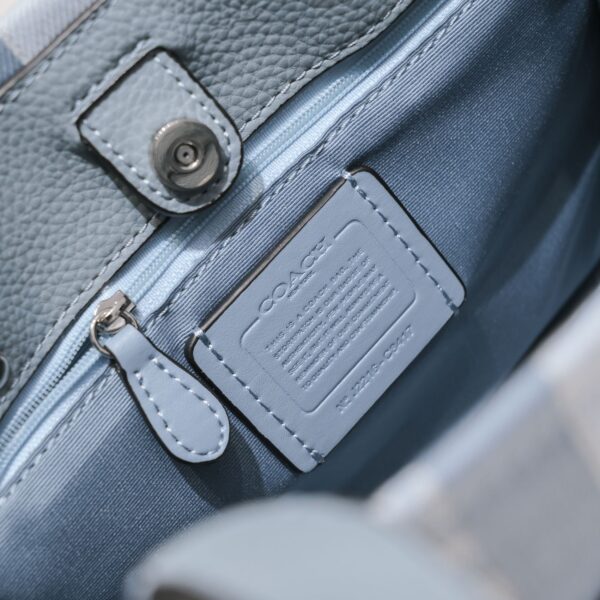 Coach Dempsey Tote 22 In Signature Jacquard Blue Multicolor C8417 - Image 2