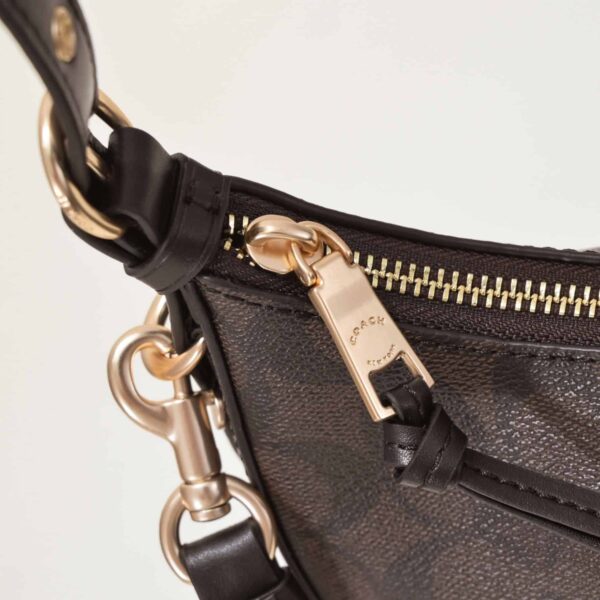 Coach Kleo Hobo In Signature Canvas Brown Black C7257 - Image 3