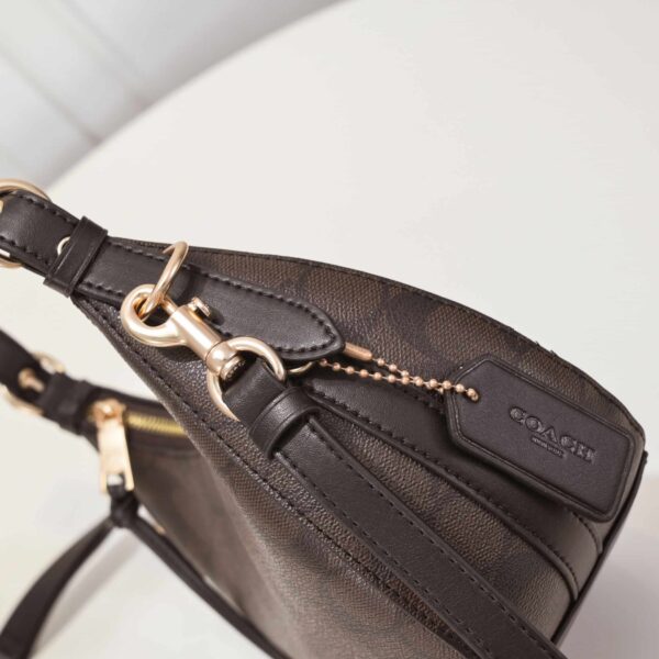 Coach Kleo Hobo In Signature Canvas Brown Black C7257 - Image 4