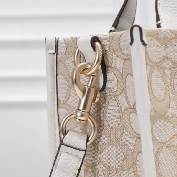 Coach Dempsey Tote 22 In Signature Jacquard White Multicolor C8417 - Image 4