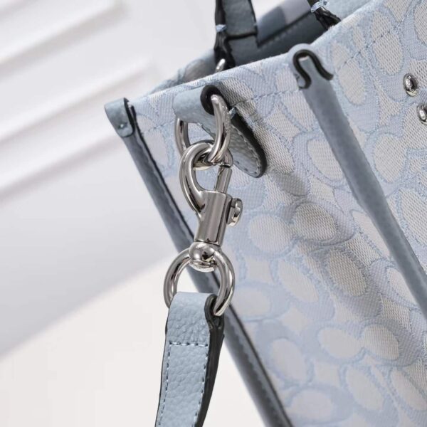 Coach Dempsey Tote 22 In Signature Jacquard Blue Multicolor C8417 - Image 4
