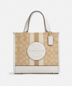 Coach Dempsey Tote 22 In Signature Jacquard White Multicolor C8417