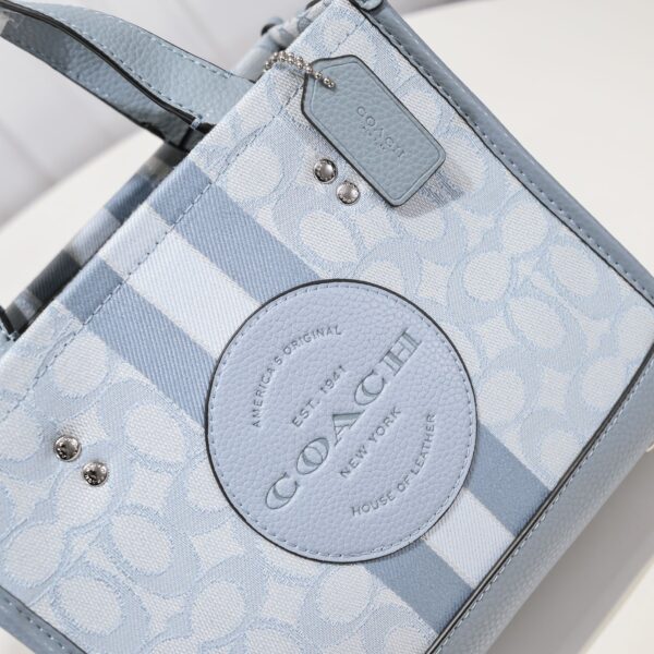 Coach Dempsey Tote 22 In Signature Jacquard Blue Multicolor C8417 - Image 6