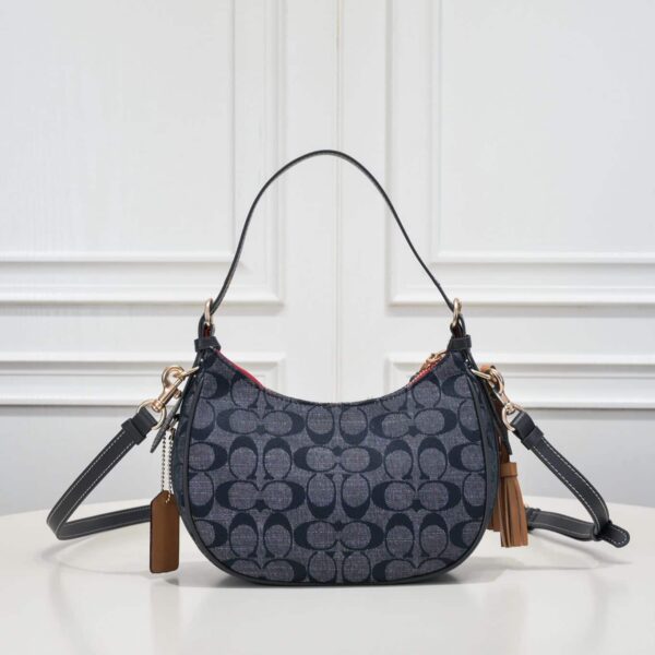 Coach Kleo Hobo In Signature Chambray Navy Blue C8163 - Image 7