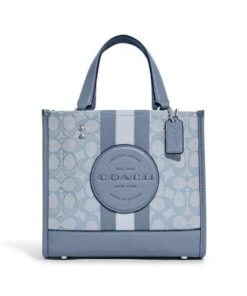 Coach Dempsey Tote 22 In Signature Jacquard Blue Multicolor C8417