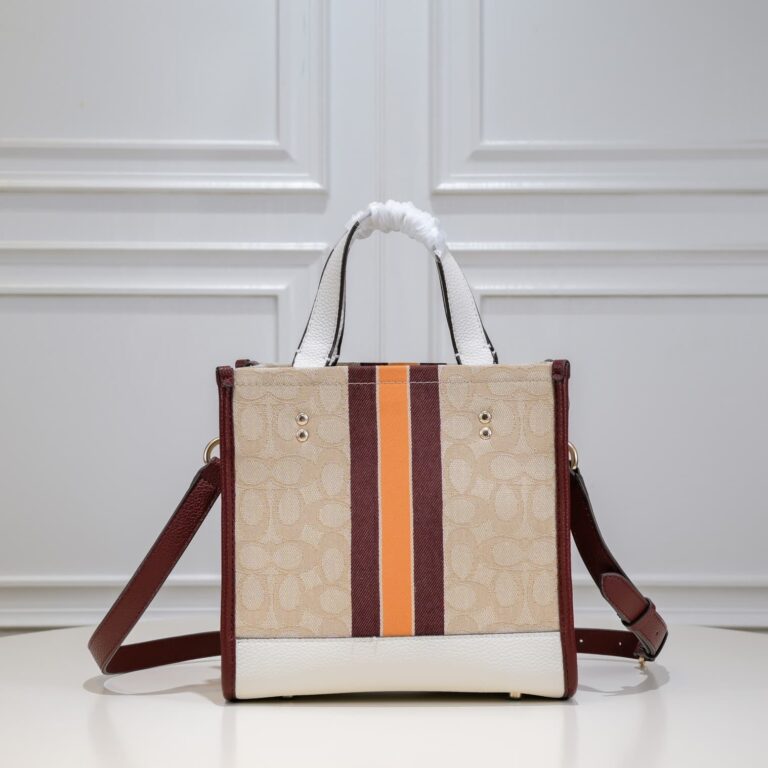 Coach Dempsey Tote 22 In Signature Jacquard Beige Multicolor C7083 - Image 7