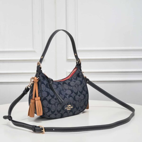 Coach Kleo Hobo In Signature Chambray Navy Blue C8163 - Image 8