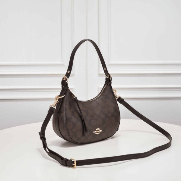 Coach Kleo Hobo In Signature Canvas Brown Black C7257 - Image 8