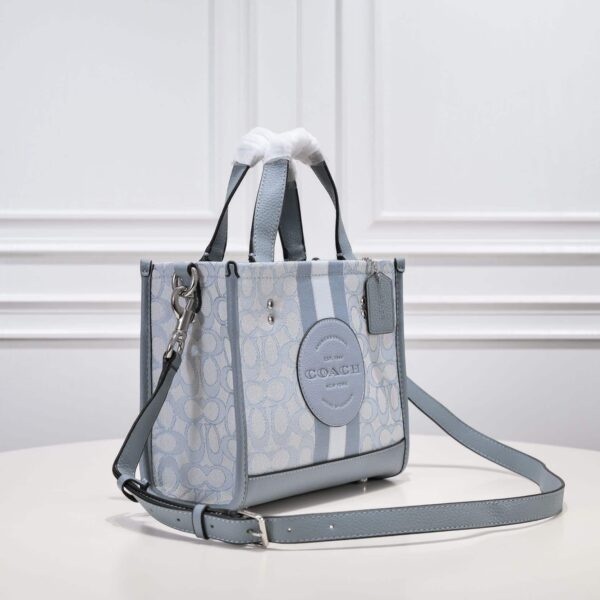 Coach Dempsey Tote 22 In Signature Jacquard Blue Multicolor C8417 - Image 8